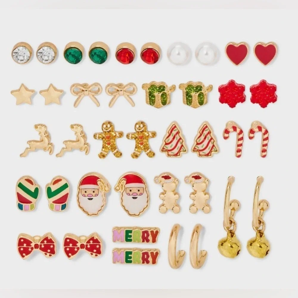 Target Cat & Jack Nickel Free Christmas Holiday Festive Earrings 20 Pairs New